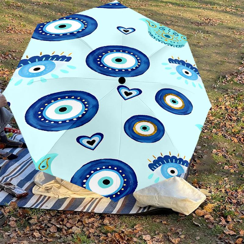 1PC evil eye hamsa Umbrella-8-Rib Reinforced, Automatic Open, Lightweight & Durable, Fashion Accessory for Outdoor, J0328