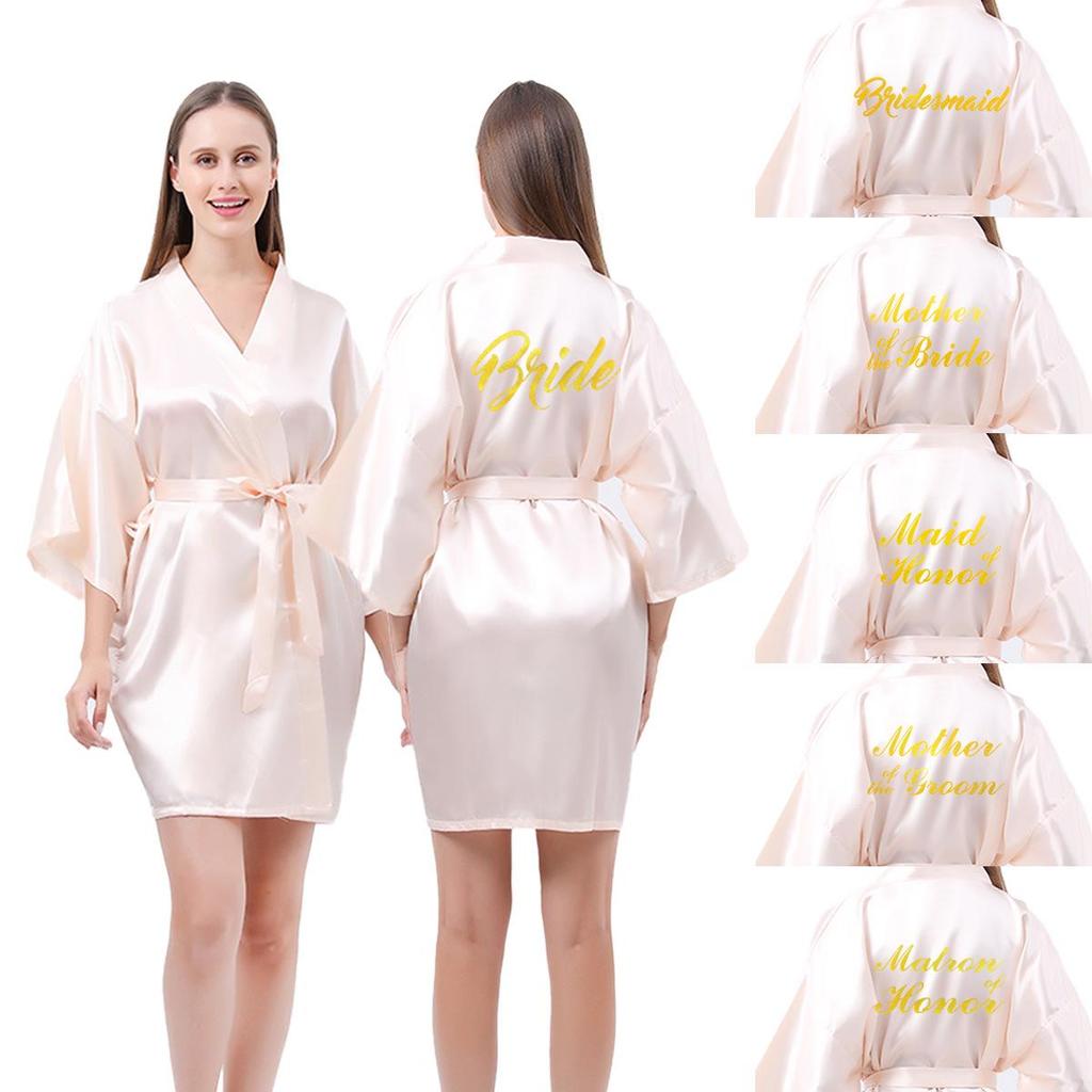 Classic Style Silk Bridesmaid & Bride Morning Robe with Hot Stamped Lettering