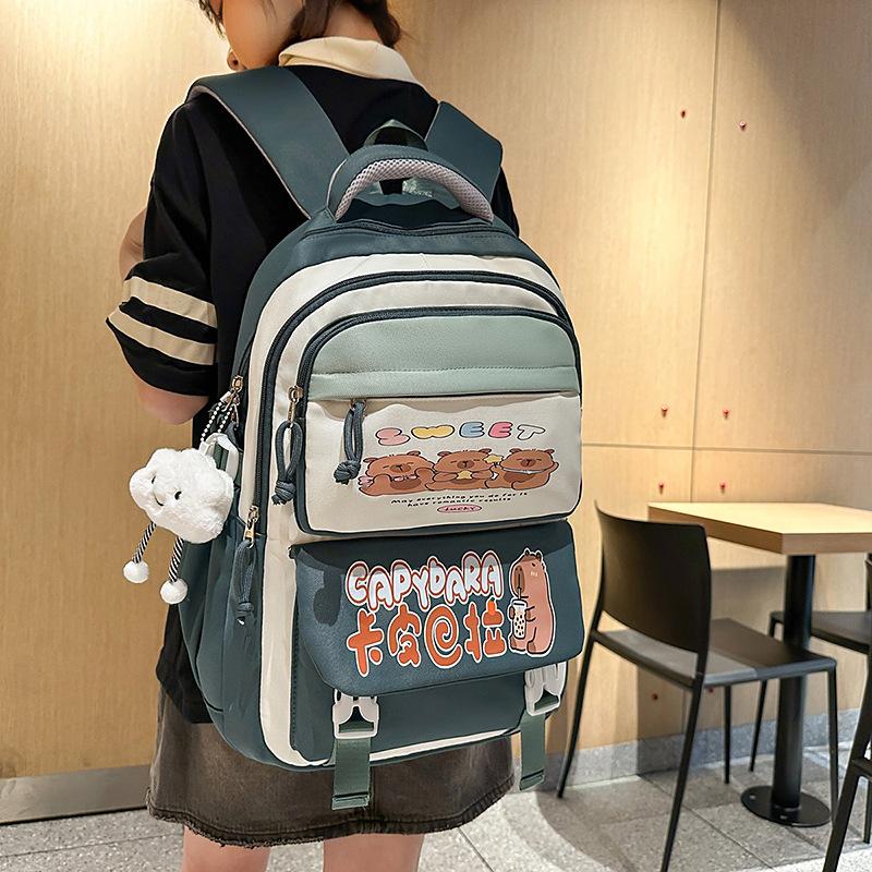 Cute Capybara Cartoon Cute Primary School Student Large Capacity Japanese Backpack