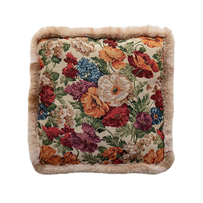 

Home Luxury Lightweight Thick Cushion Long-lasting and Non-deforming Rural Retro Square Floor-backed Lumbar Support Seat Cushion 45x45cm