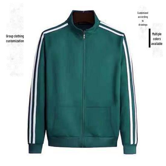 

«Свитшот унисекс с воротником-стойкой и тремя планками 2023 года – модная спортивная куртка весна/осень для мужчин и женщин» L зелёный