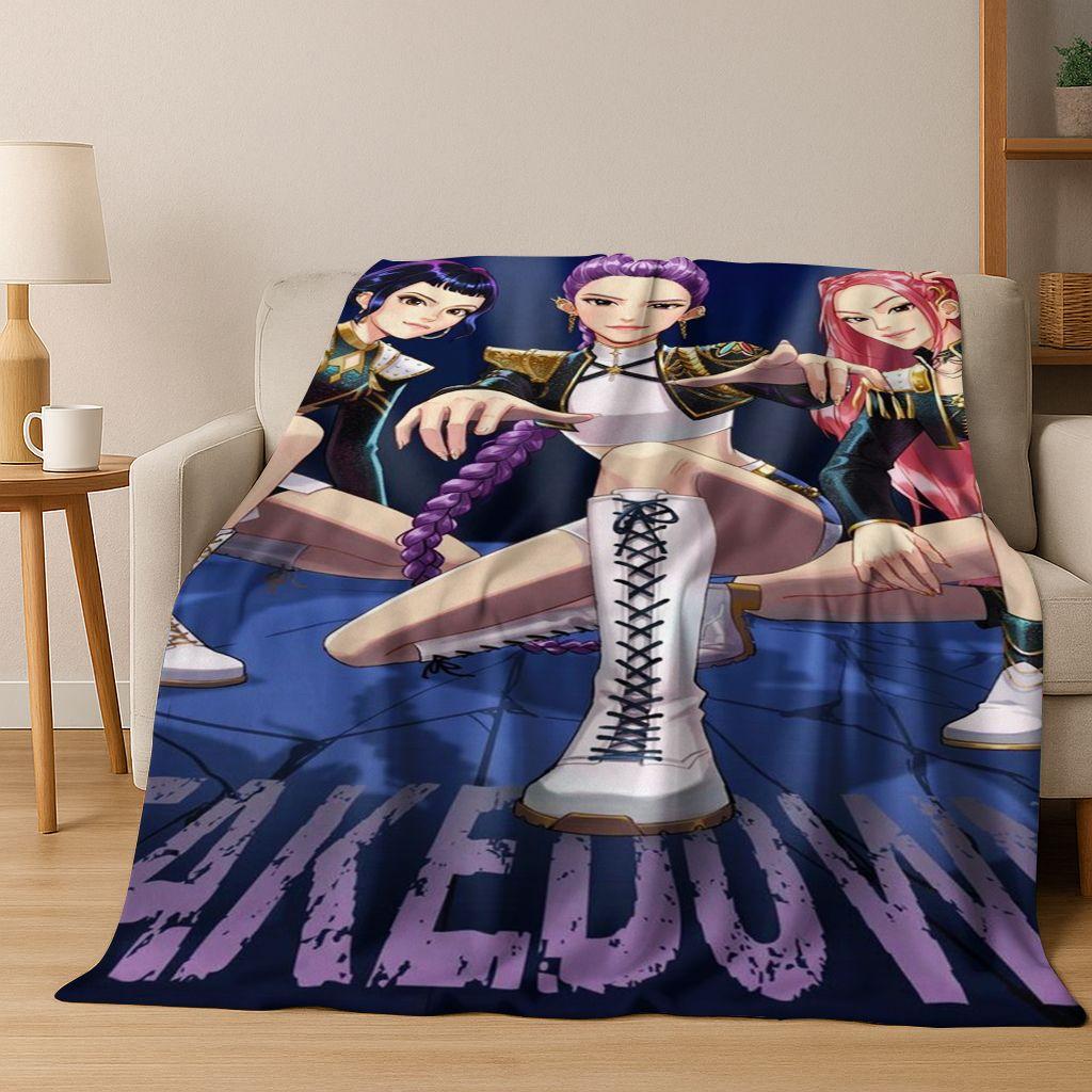 26 Stil Neue KPOP Dämonenjäger Rumi Mira Zoey Cartoon Flanell Decke, Gemütliche Weiche Überwurfdecke für Zuhause Schlafzimmer Bett Sofa Abdeckung