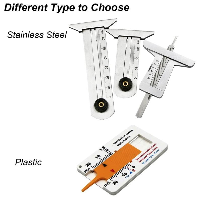 Tire Depth Meter Gauge Tyre Thread Caliper Checker Ruler Gage Groove Measure Tool Stainless Steel Auto Car Truck Depthometer