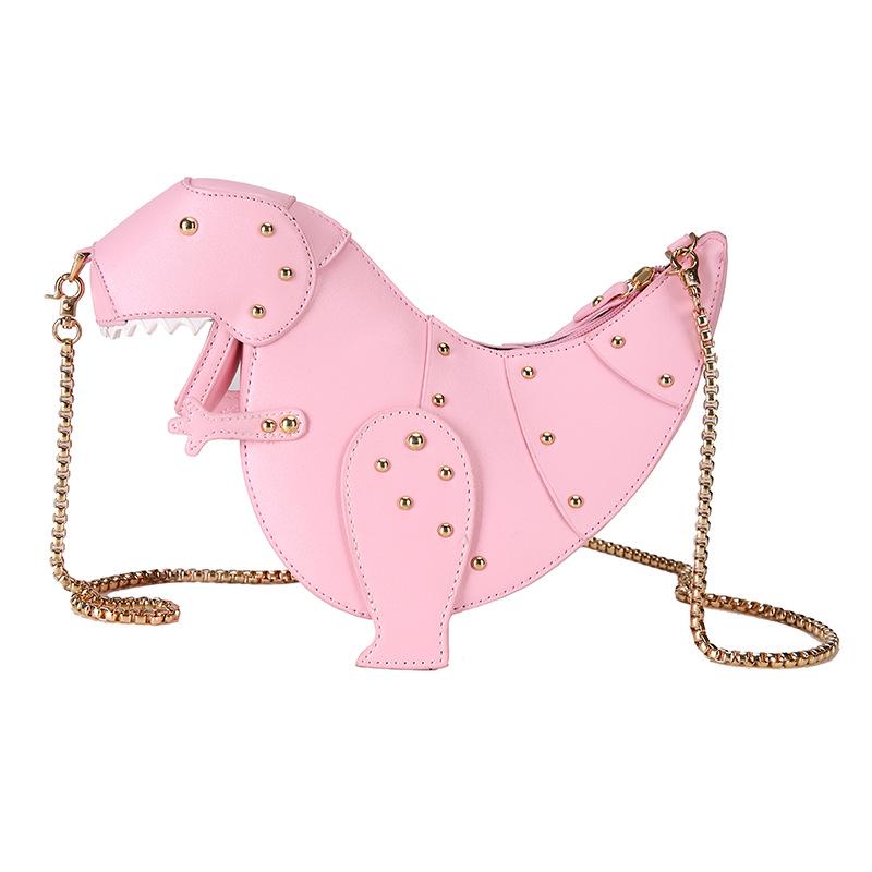 Personalized Bag Women's 2025 New Cartoon Cute Trendy Dinosaur Shape Rivet Decoration Shoulder Crossbody Creative Small Bag