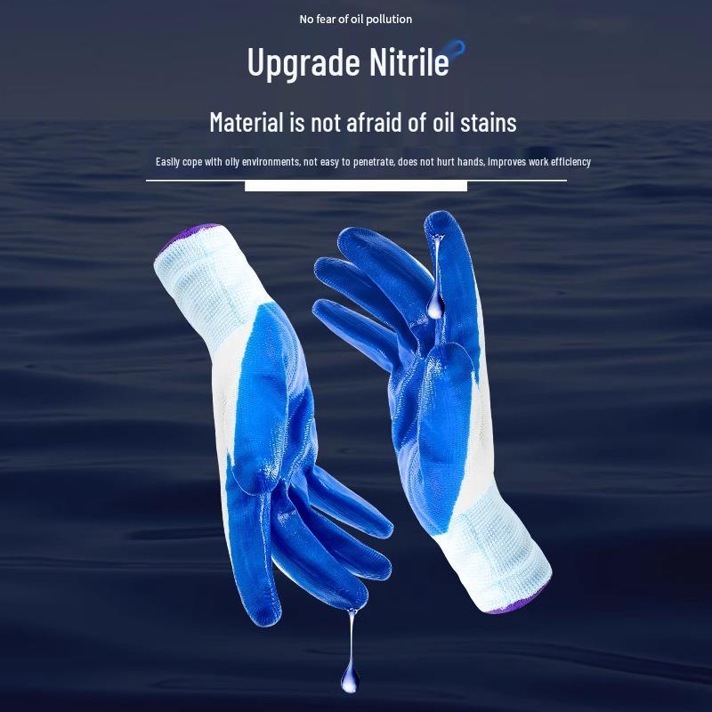 Durable Non-Slip Nitrile Rubber Latex Work Gloves - Industrial & Construction Site Protection