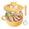 Ramen Bowl 304 Stainless Steel Salad Rice Soup Bowl with Lid and Spork Noodles Bowl Cooker Tableware Kitchen Accessories