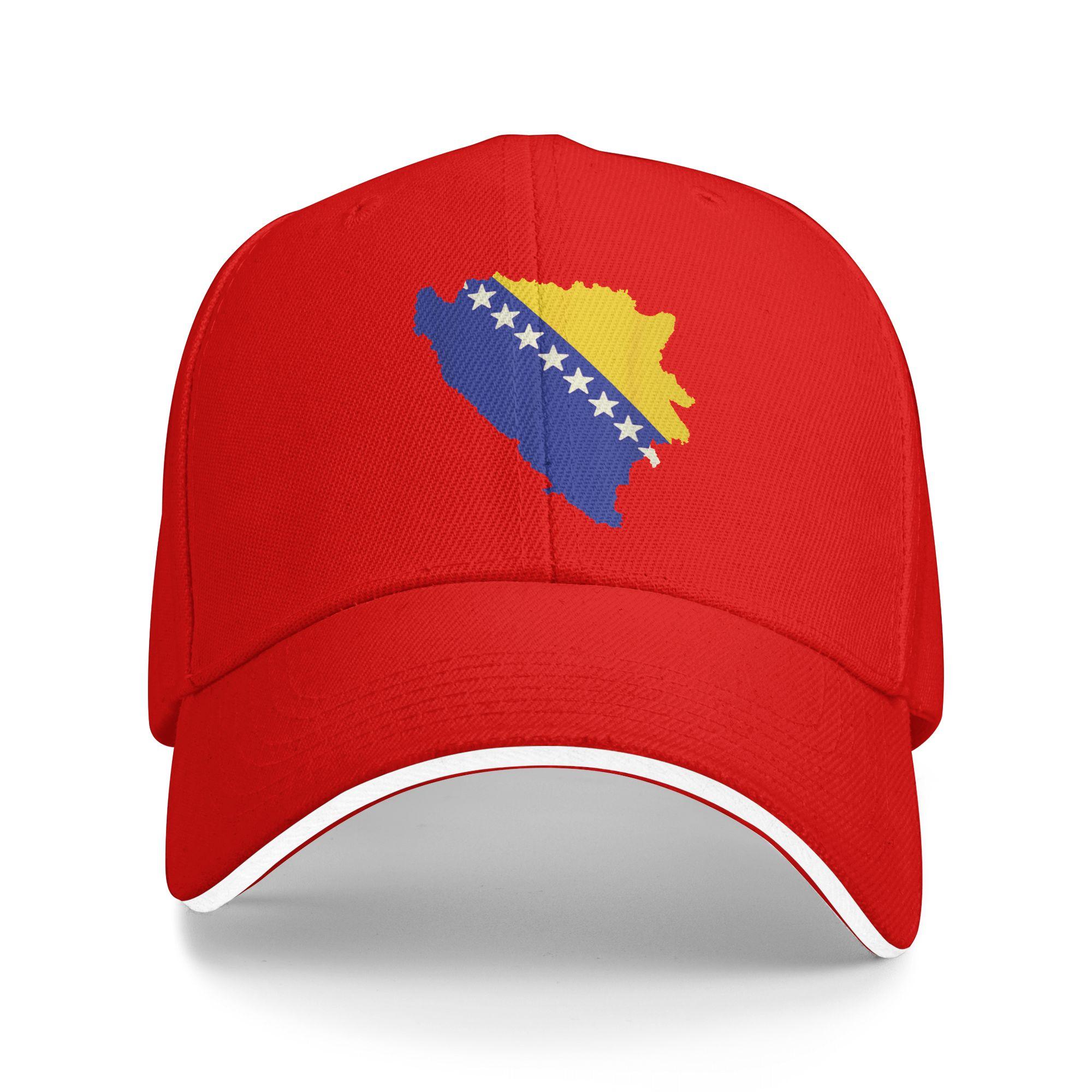 Women Unisex Bosnia and Herzegovina Flag Map Outdoor Hat Sun Baseball Caps Casual Baseball Cap Golf Hats One Size