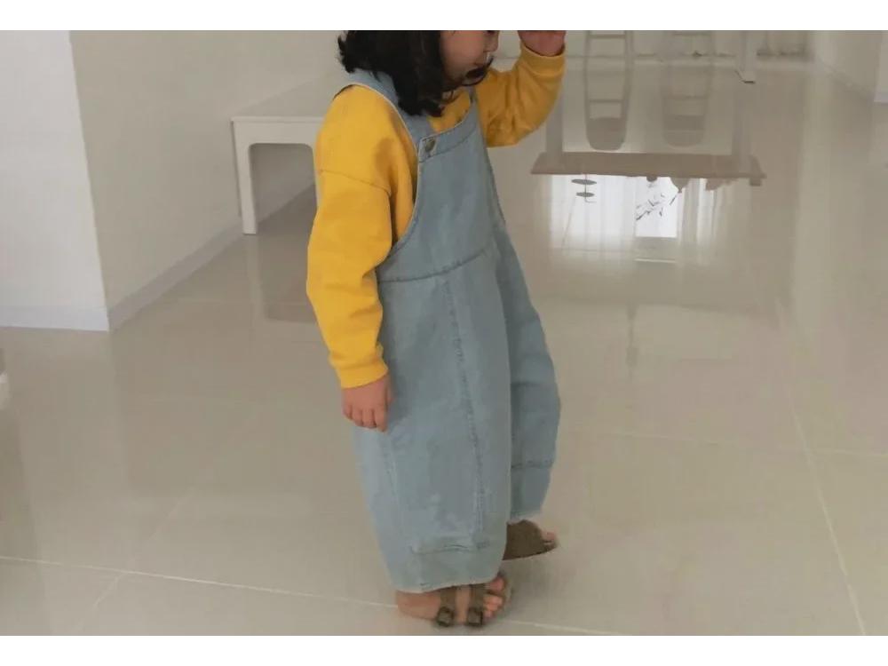 2024 Podzimní Korejské Trendy Dětské Džínové Overaly - Retro Ležérní Styl pro Kluky a Holky