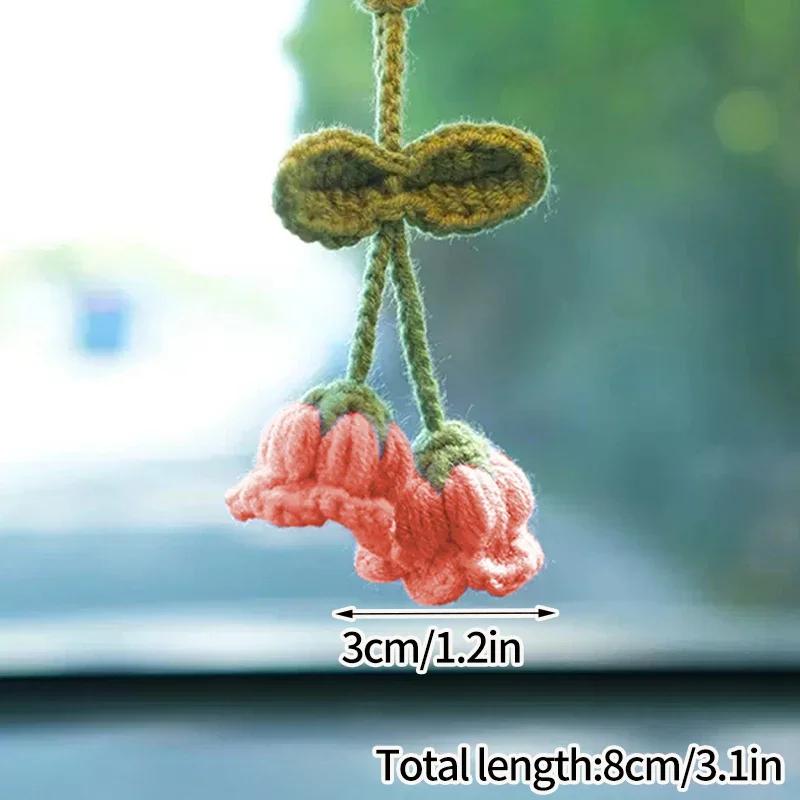 Crochet Flowers Woven Flowers Pendant Car Interior Hanging Decoration Hand Knitted Bags Decoration Handmade Key Pendants Household Decoration