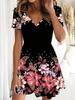 European and American fashion summer new floral dress floral V-neck short-sleeved dress