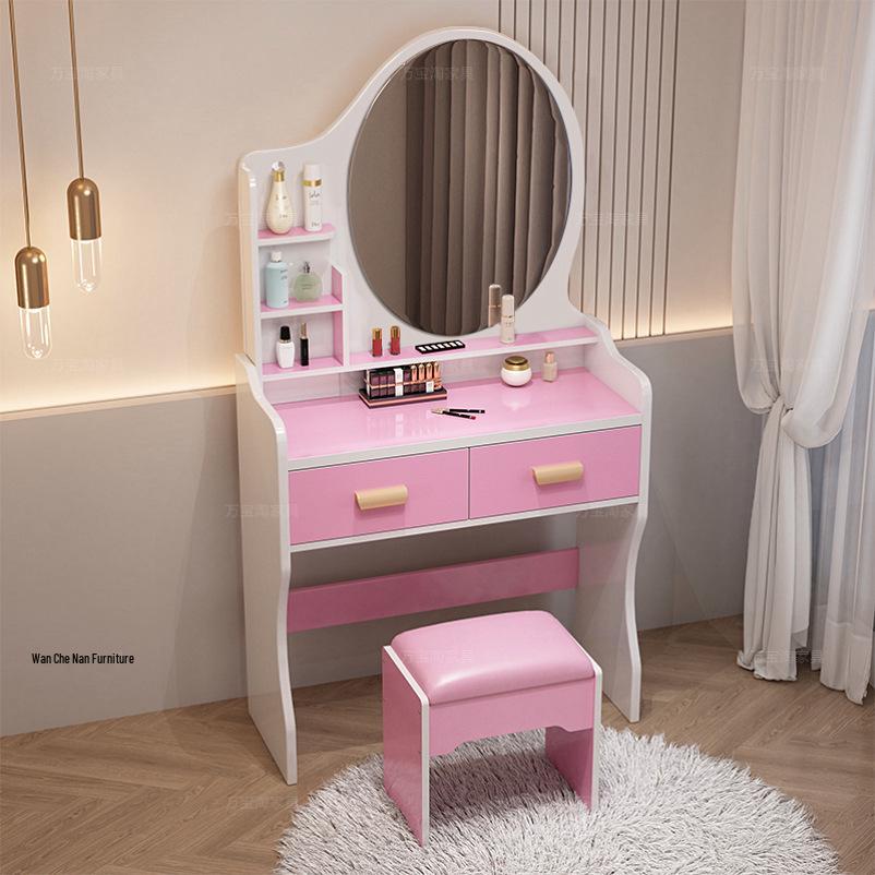 Cream Modern Minimalist Flip-Top Makeup and Storage Table for Bedrooms