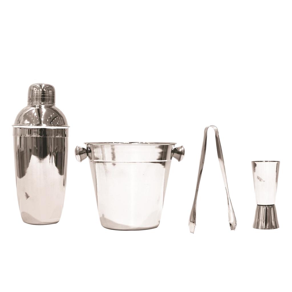 Les Trésors De Lily [Q0496] - 'Design' Chrome Steel Cocktail Box (4 Pieces)