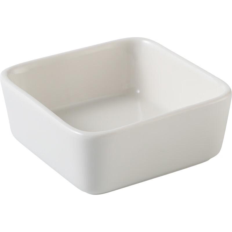 Ruhan Ceramic Square Double-Compartment Sauce Dish