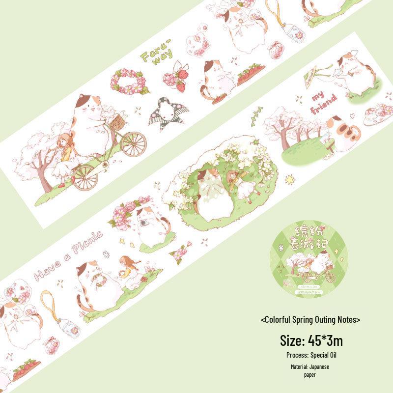 Mu Ran Cute Washi Paper Sticker Roll - Cartoon Decorative Sealing Patterns for Planners
