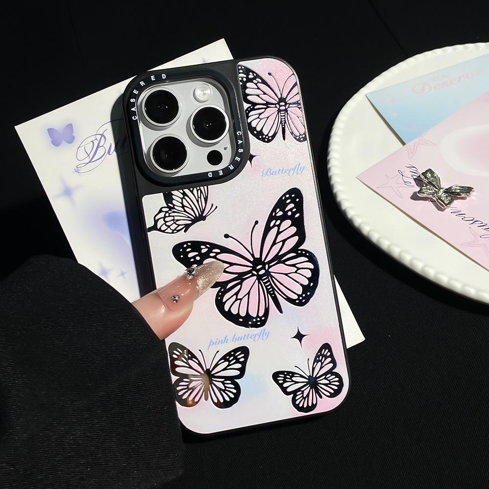 Anwendbar für das neue Apple 16/17 Promax Schmetterling Handyhülle iPhone 13/14 Spiegel Ins-Stil 15 Sturzfest