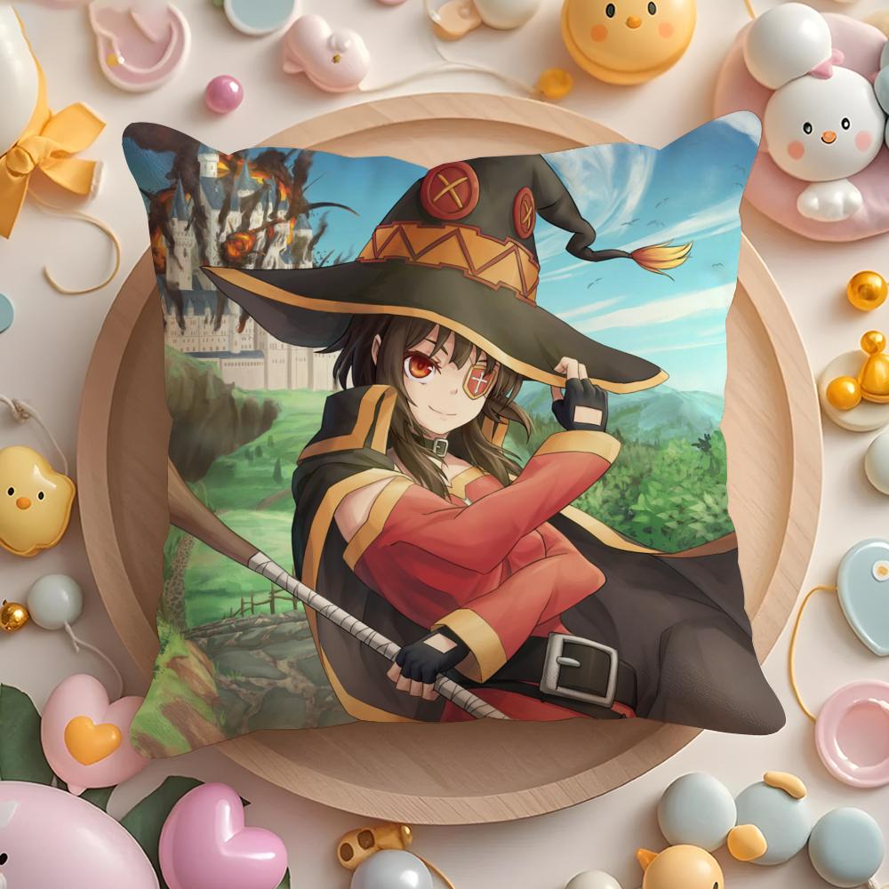 New Arrival KKonosuba Anime Cushion Cover Plush Fabric Soft DoubleSided Printed Sofa Warm Winter Home Gift Pillow Cover