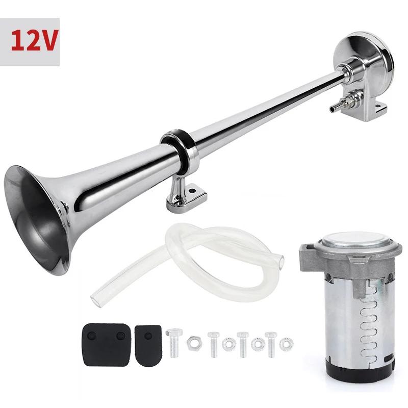 Universal 17inch Single Trumpet Car Air Horn 12V Compressor 150DB Super Loud Air Hose Car Horn Speaker for Truck Boat Motorcycle