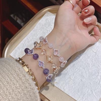 Crystal Glass Bead Lucky Grass Beaded Bracelet Light Luxury High Sense Fashion Exquisite Bracelet Femininity Jewelry