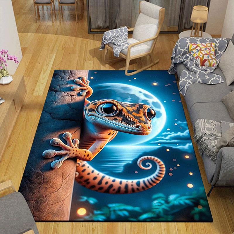 1pc Cute Gecko Design Area Rug - Soft, Anti-Slip, and Durable Gaming Room Decor for Bedroom