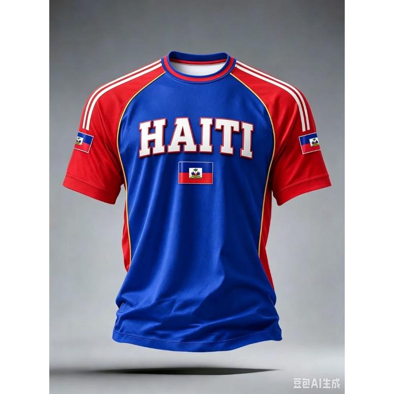 Football Jersey Men's Crew Neck Sportswear with Print Casual & Training Tops Tees