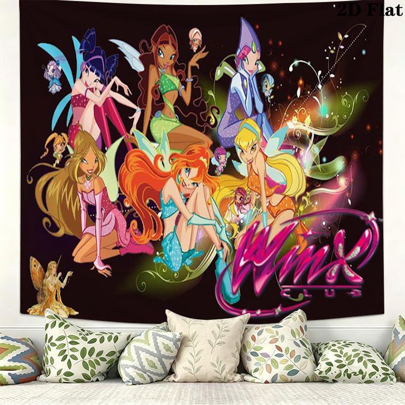 Winx Wall Tapestry Aesthetic Wall Hanging Printed Fabric Blanket Decorative Tapestries for Bedroom Living Room Home Decor