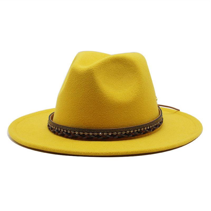 Wish Ethnic Minority Style Men And Women Couple Big Edge Jazz Hat Wool Top Hat