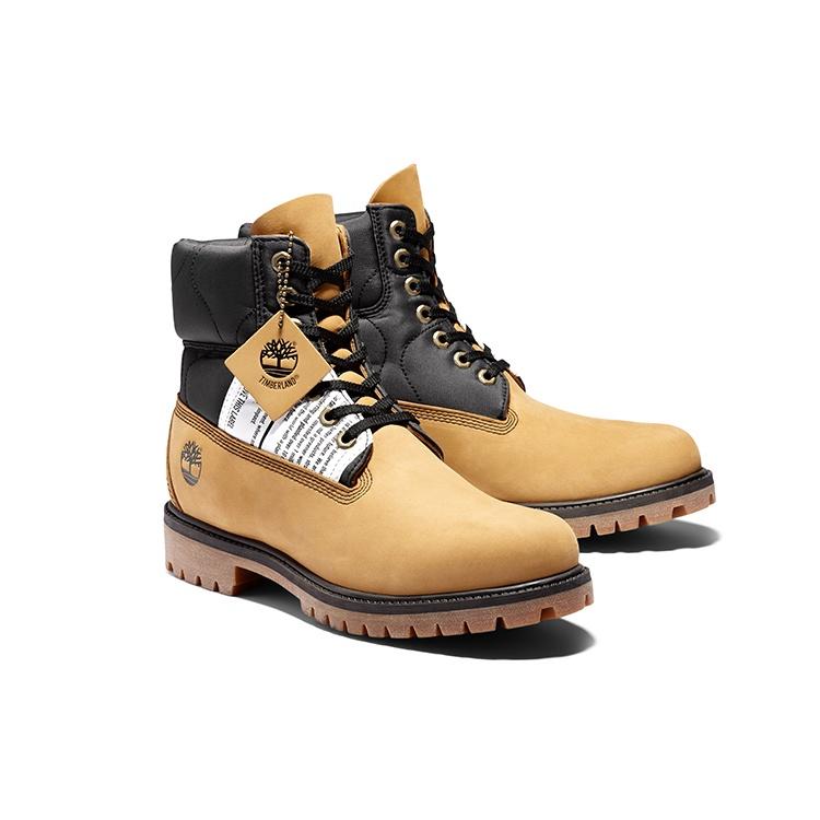 Timberland Premium 6 Inch Leather and Fabric Boots 'Wheat Nubuck with Black' Men's A2QZR