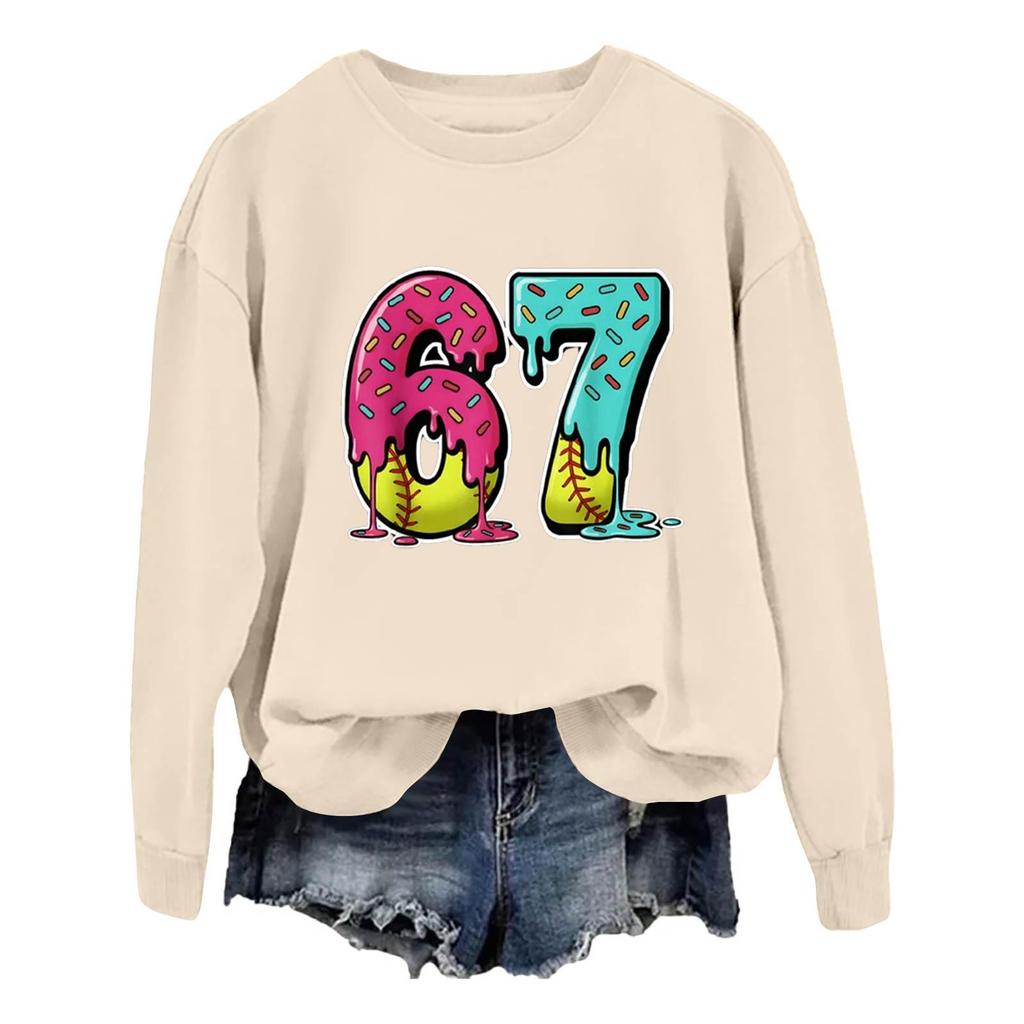 Sudadera de Mujer Casual de Moda de Manga Larga con Cuello Redondo y Estampado