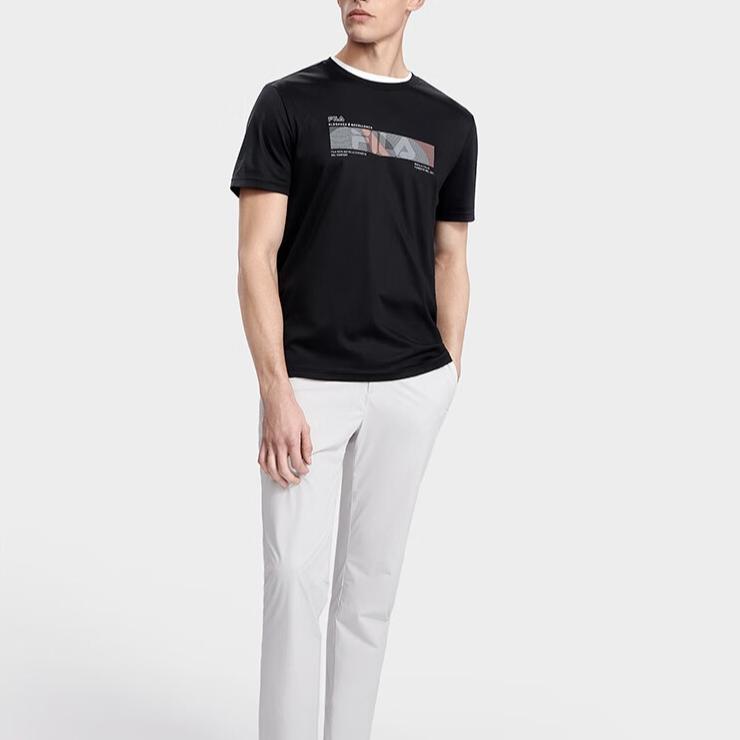 Fila SS24 Cotton Simple Round Neck Knitted Short Sleeve T-Shirt Men Tops Black F61M427103ABK