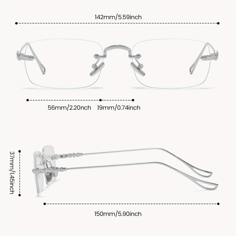 5PCS Rimless Reading Glasses for Women Men Small Square Frame Reading Glasses Anti Radiation with Grade +1.0 To +4.0