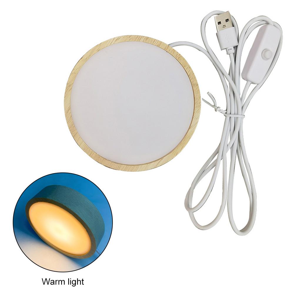 3 Color Solid Wood LED Light Rotating Display Stand Lamp Holder USB Luminous Base Night Light Art Ornament Decoration