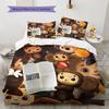 Juego de Ropa de Cama con Estampado de Cheburashka Juego de Colcha Funda de Colcha Funda de Almohada Decoración del Hogar Regalo de Cumpleaños (1 * funda nórdica + 2 * fundas de almohada, sin núcleo)
