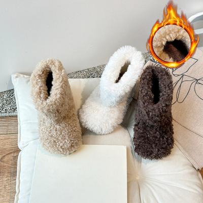 Winter Neuer Stil Mädchen Lamm Mode Kinderhaarige Schuhe Jungen Plüschstiefel Warme Kurze Stiefel Kinderschuhe