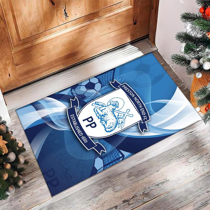 Tappeto in Velluto di Cristallo con Stampa del Preston North End Football Club, Comodo Assorbente d'Acqua Antiscivolo per Pavimenti Interni