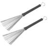 2Pcs Drum Brush Rubber Stainless Steel Wire Retractable Jazz Percussion Accessories