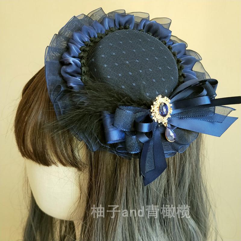Dark Vintage Gothic Hairpin Star Galaxy Forbidden Land Rose Blue Lolita Small Hat Flower Hair Accessories