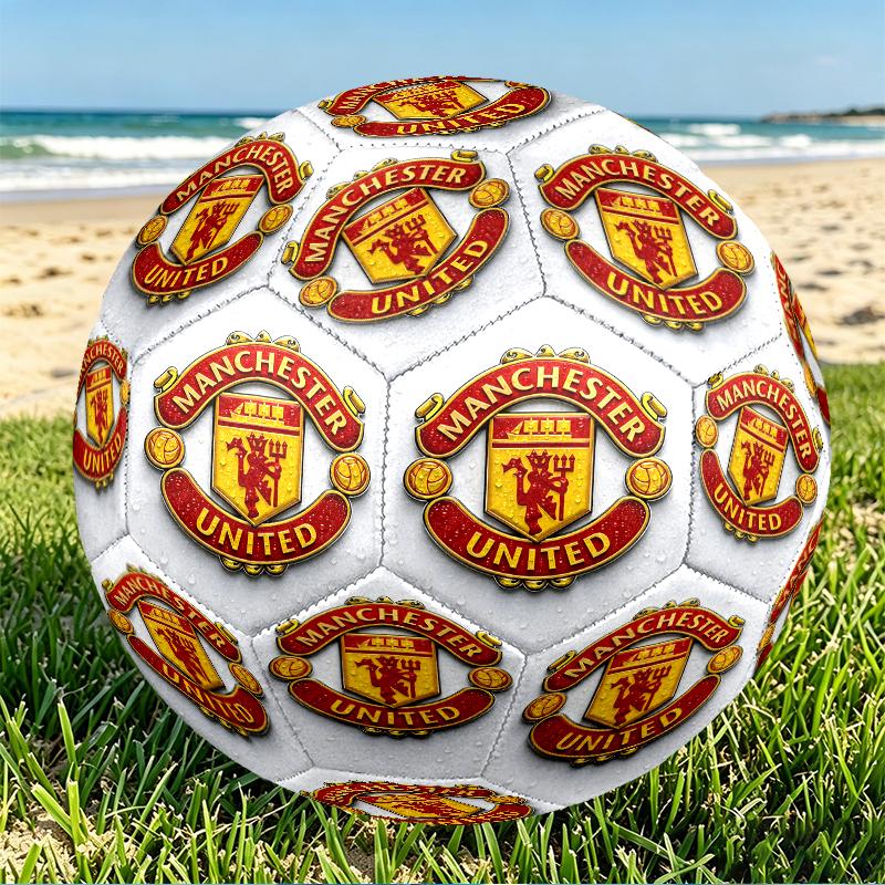 Manchester United F.C Print Size 5 Soccer Ball, PU Wear Resistant Football for Match Training and Daily Practice, Birthday Gift for Soccer Fans
