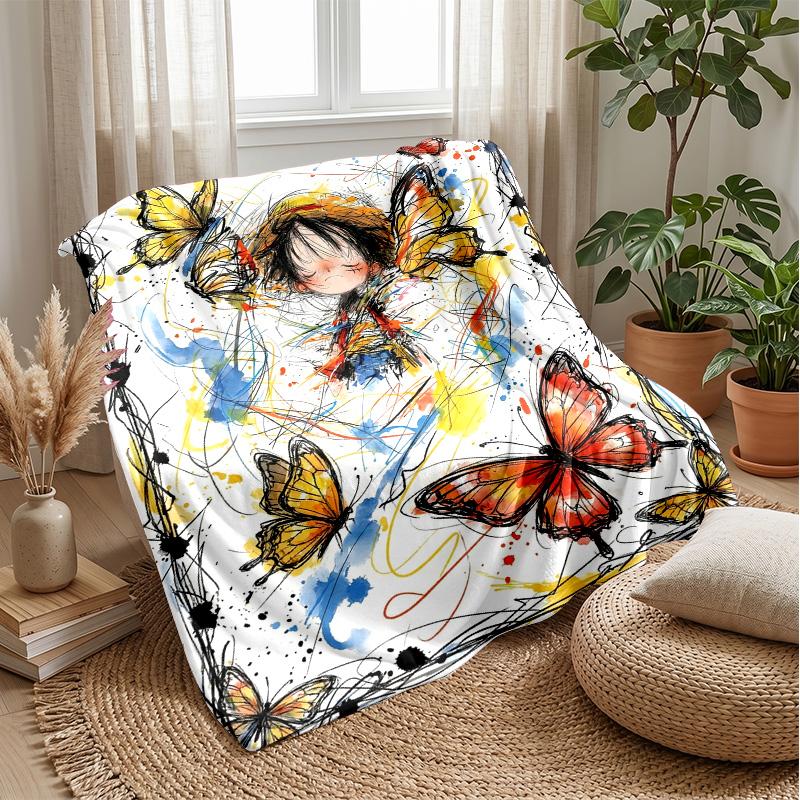 Butterflies in Heart Light blanket Personalized Name Flannel Blanket Soft Cozy Plush Throw for Sofa Bed Lightweight Home Decor