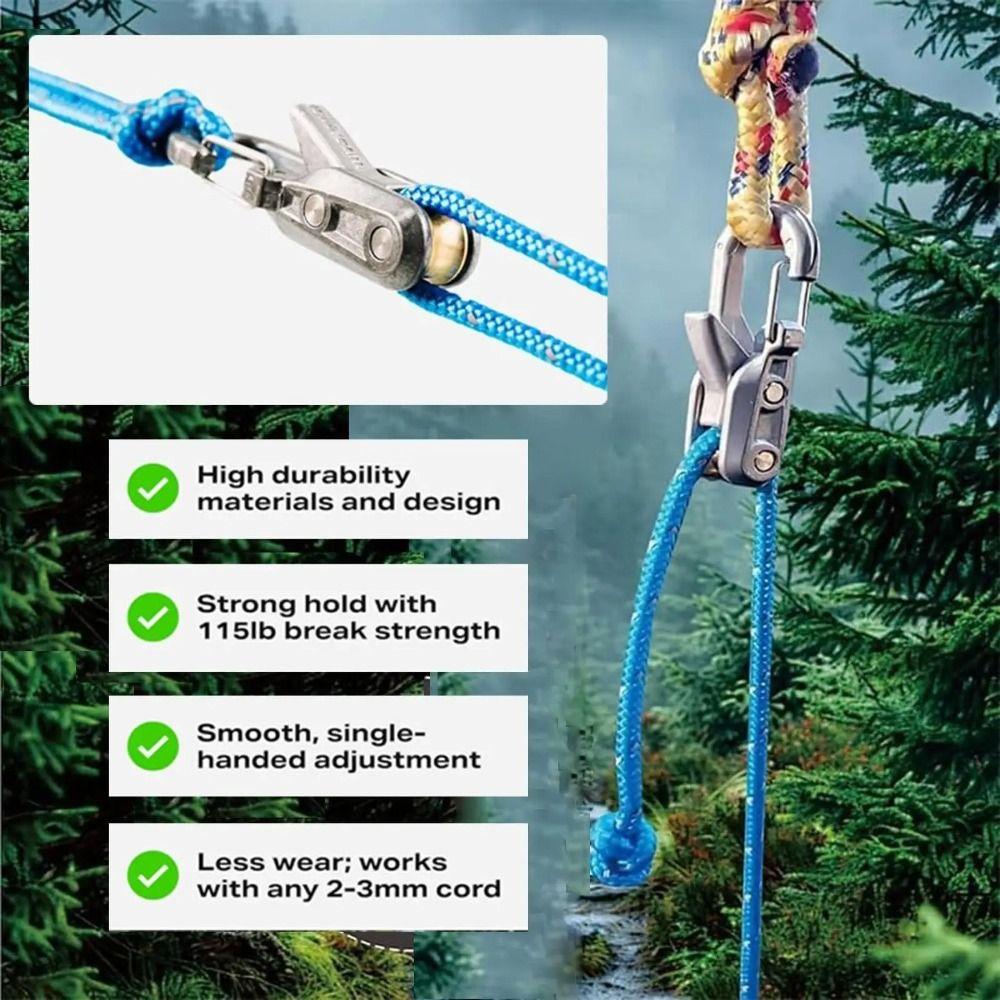 2Pcs/Set Labor-saving Rope Tensioner Tool Self-locking Retractable Tie Down Rope  Tent Setup