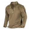 Herren Outdoor T-Shirt mit Reißverschlusstasche, einfarbig, Stehkragen, langen Ärmeln