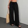 Women's Striped Wide Leg Pants Women's Pinstripe Drawstring Elastic Waist Pants Women's Casual Pants