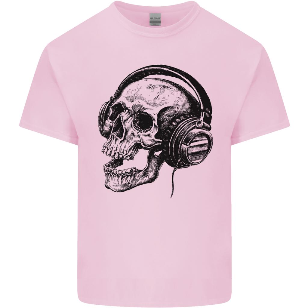 Skull Headphones Gothic Rock Music DJ Unisexs Light Cotton TShirt