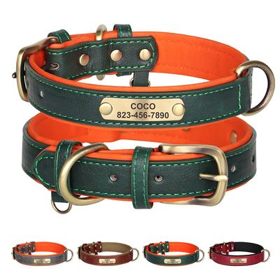 Personalisiertes Hundehalsband Leine Benutzerdefiniertes PU-Leder Hundemarke Halsbänder Kostenloses graviertes Namensschild Für Kleine Mittelgroße Große Hunde Pitbull