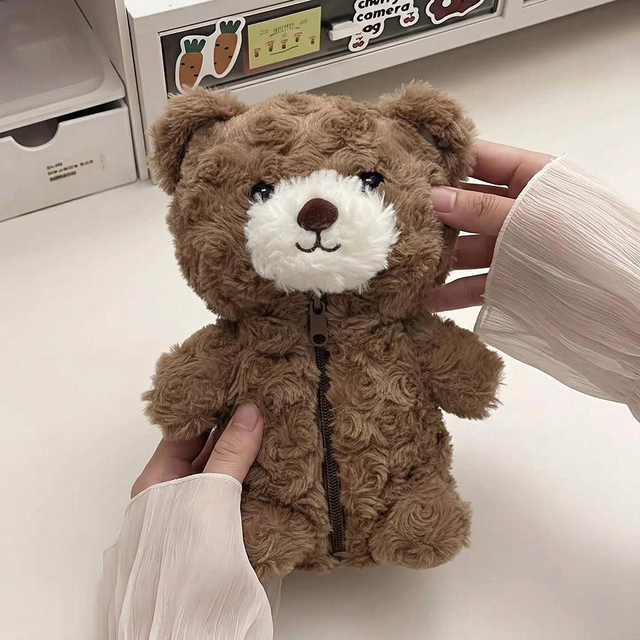 Plush Bear Pencil Case Large Capacity Student Bear Pen Storage Bag School Stationery Organizer