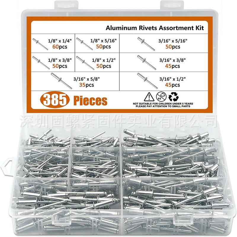 Boxed Pull Rivets Aluminum Blind Rivets Pull Rivet Sets 500pcs/385pcs 450pcs/780pcs