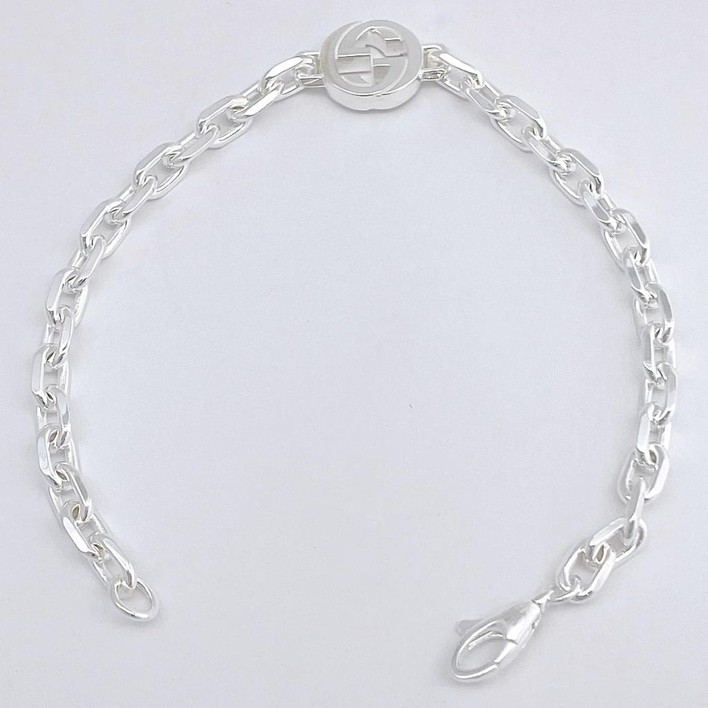 Gucci Interlocking G Chain 19cm Bracelet, 19cm, Silver, 796351, J8400, 8106, [Used]