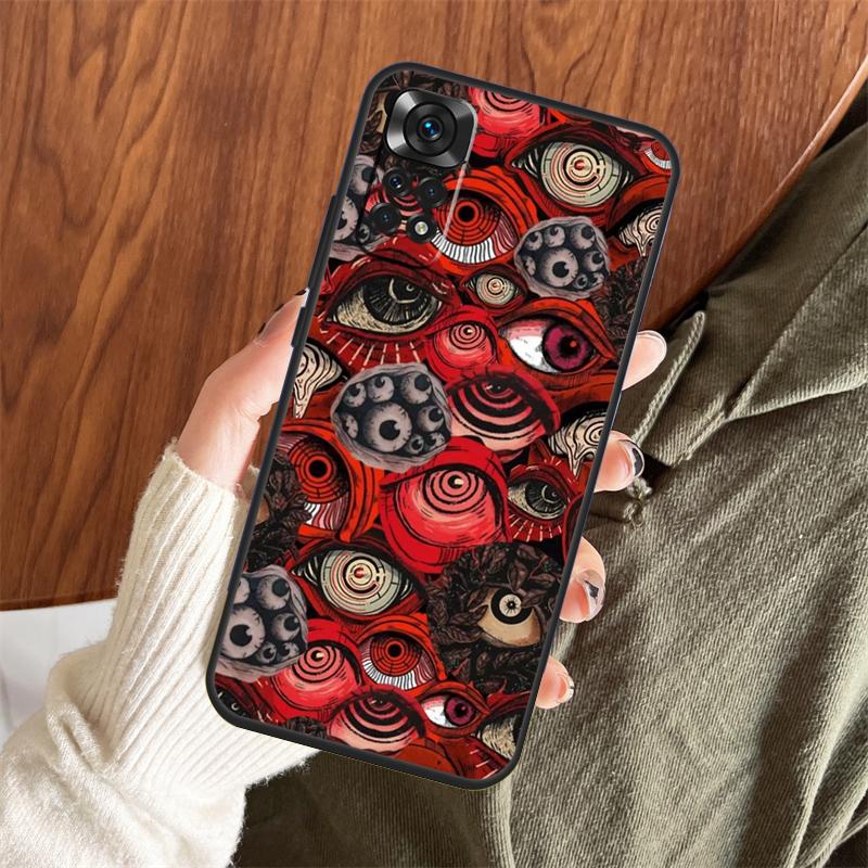 Scary Face Eyes Case For Xiaomi Redmi Note 14 Pro 13 12 11 10 15 Pro Plus Redmi 15 C 13 10C 12C 13C 14C Cover