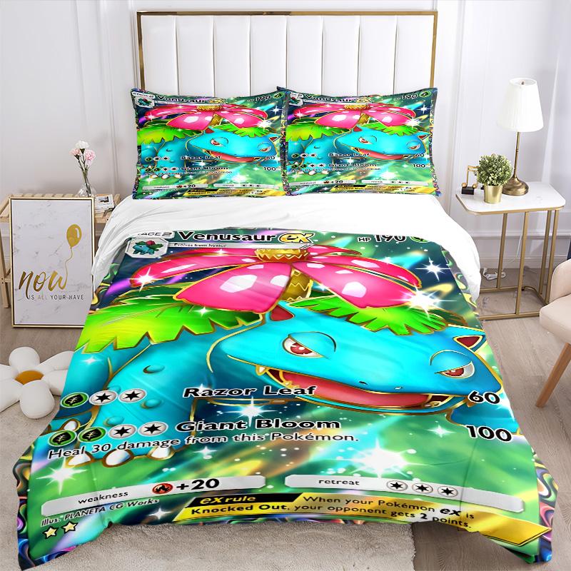 Venusaur'S Cosmic Bloom Print 3Pcs Bedding Set,Duvet Cover with 2 Bedro,Pillowcase Home Birthday Gift