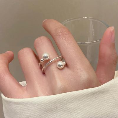 Pearl Plain Ring Open Multi-layer Ring, Simple Index Finger Ring, Versatile Personality, New Ring Jewelry