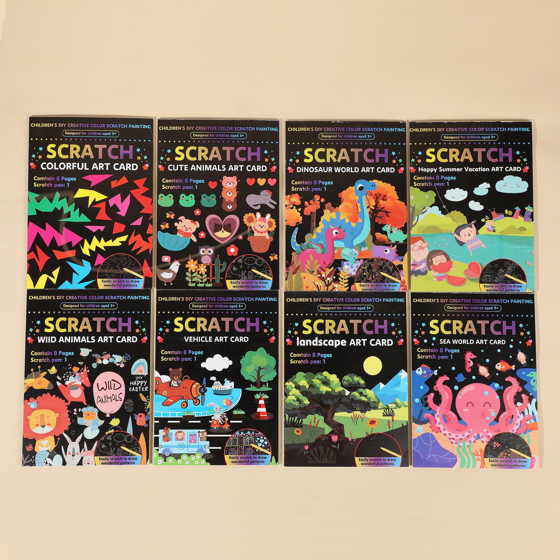 

Красочная детская книга для скретч-арта «Сделай сам»: Креативные дизайны динозавров для веселья в детском саду